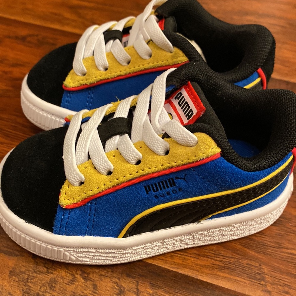 Puma Kids Blue Yellow Black Low-Top Sneakers
